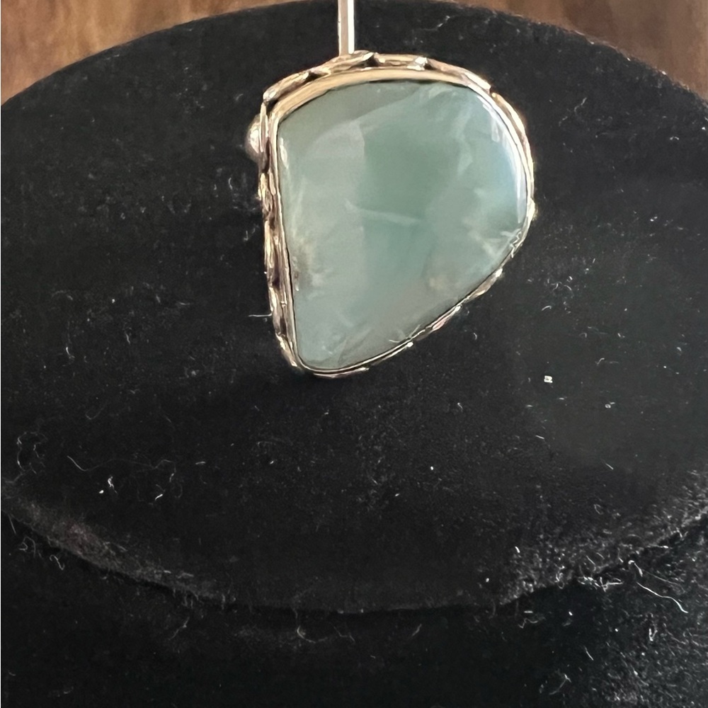 Larimar Gemstone Solid 925 Silver Ring - image 1